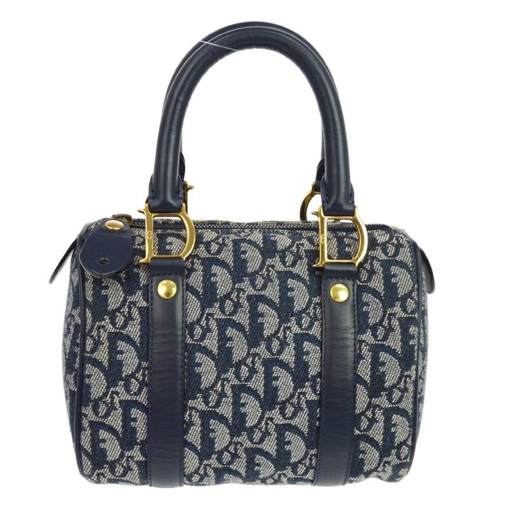 Christian Dior Vintage Trotter Boston Diorissimo Canvas Navy Canvas Handbag